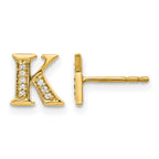 14k Diamond Initial K Post Earrings