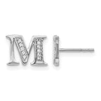 14k White Gold Diamond Initial M Post Earrings