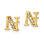 14k White Gold Diamond Initial N Post Earrings