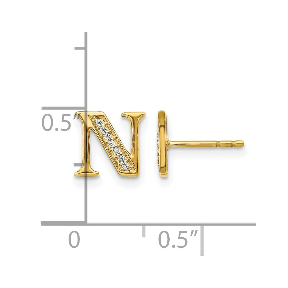 14k Diamond Initial N Post Earrings