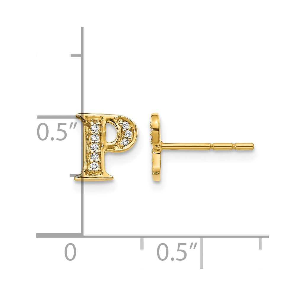 14k Diamond Initial P Post Earrings