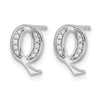 14k White Gold Diamond Initial Q Post Earrings