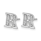 14k White Gold Diamond Initial R Post Earrings