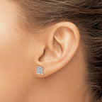 14k White Gold Diamond Initial R Post Earrings