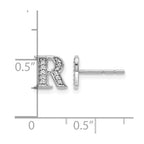 14k White Gold Diamond Initial R Post Earrings