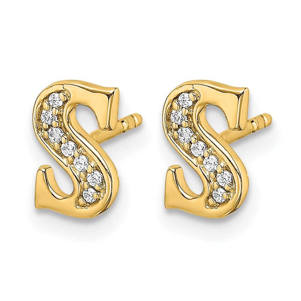 14k Diamond Initial S Post Earrings
