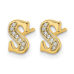 14k Diamond Initial S Post Earrings
