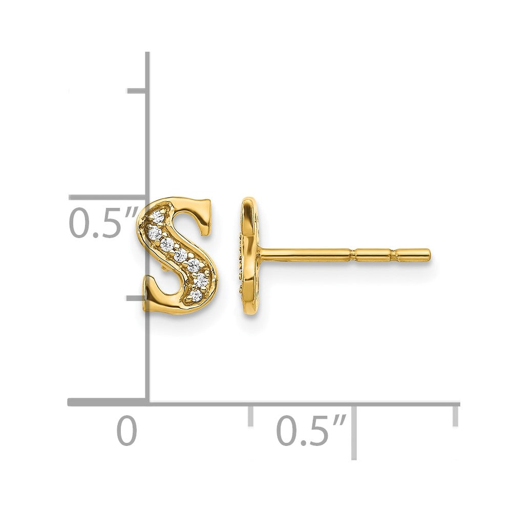 14k Diamond Initial S Post Earrings