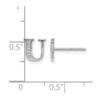 14k White Gold Diamond Initial U Post Earrings