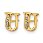 14k Diamond Initial U Post Earrings