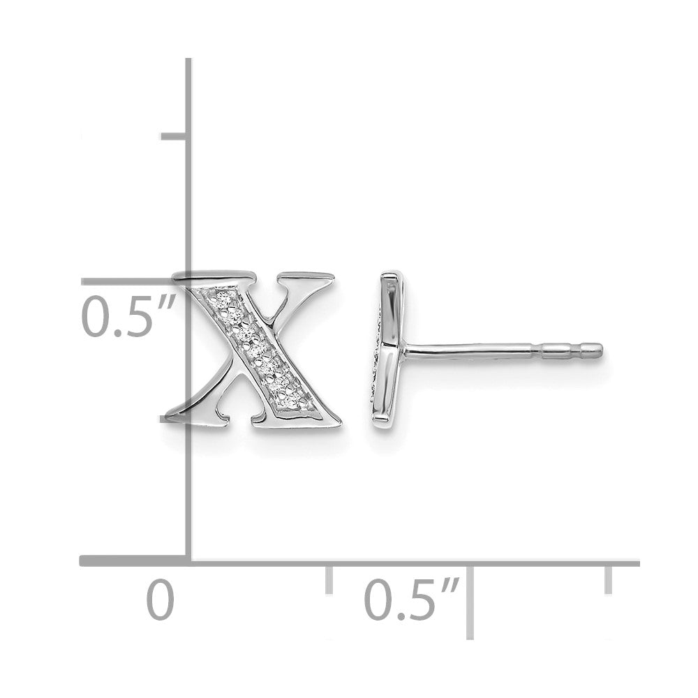 14k White Gold Diamond Initial X Post Earrings