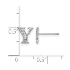 14k White Gold Diamond Initial Y Post Earrings