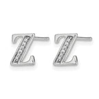 14k White Gold Diamond Initial Z Post Earrings