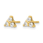 14k 1/4 carat Diamond 3-stone Triangle Post Earrings