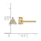 14k 1/4 carat Diamond 3-stone Triangle Post Earrings