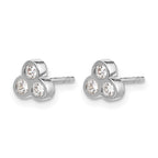 14k White Gold 1/4 carat Diamond 3-stone Bezel Post Earrings