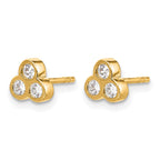 14k 1/4 carat Diamond 3-stone Bezel Earrings