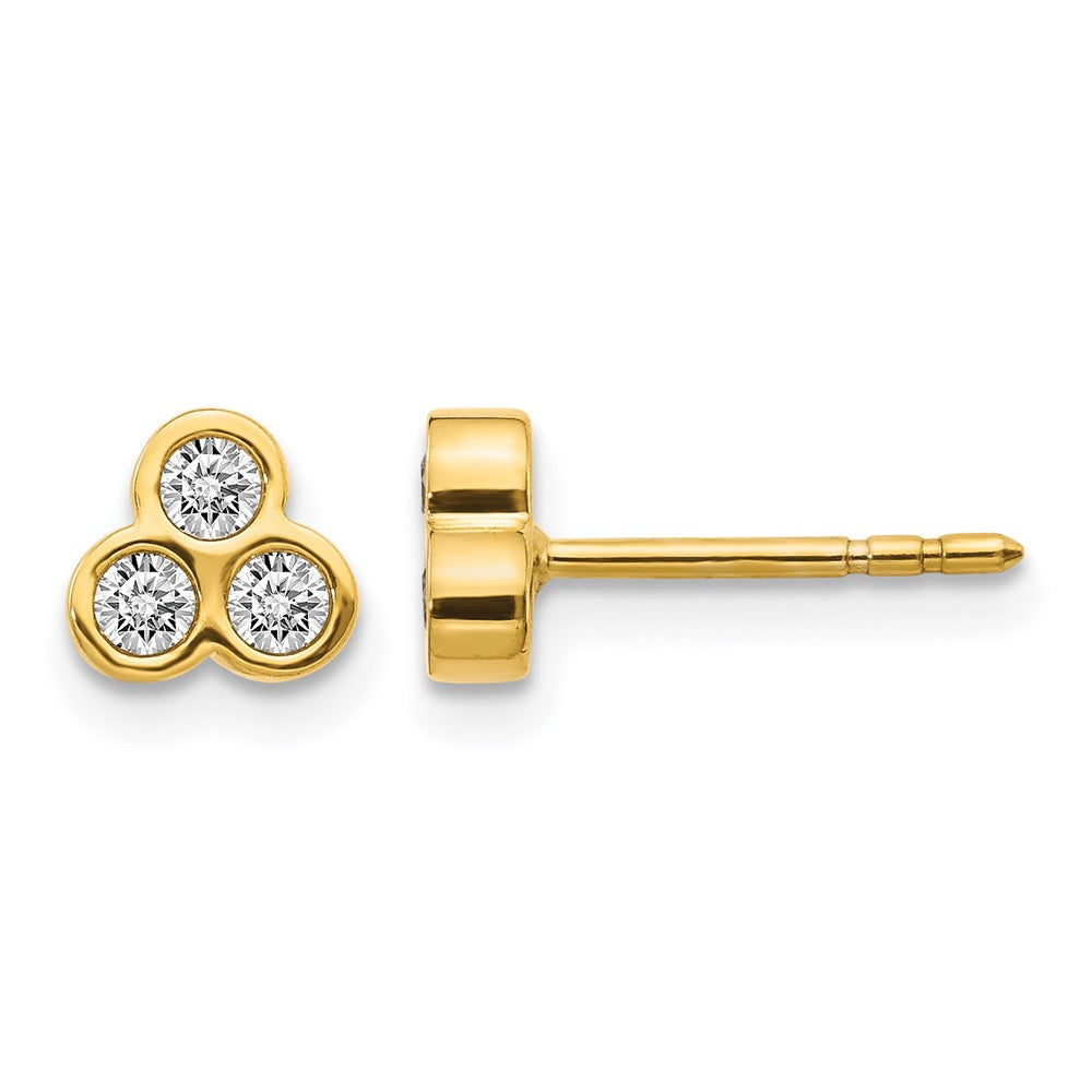 14k 1/4 carat Diamond 3-stone Bezel Earrings