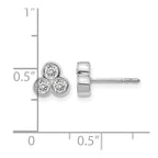 14k White Gold 1/2 carat Diamond 3-stone Bezel Post Earrings