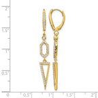 14k 1/2 carat Diamond Triangle Dangle Leverback Earrings