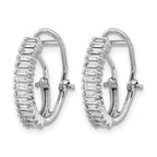 14k White Gold 1/2 carat Baguette Diamond Omega Back Hoop Earrings
