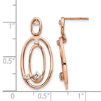 14k Rose Gold 1/5 carat Diamond Oval Dangle Post Earrings