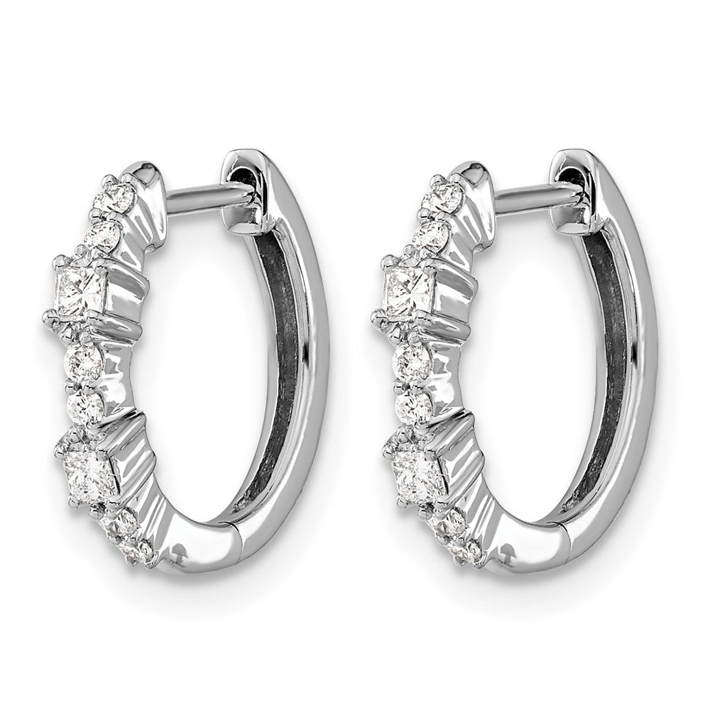 14k White Gold 1/4 carat Diamond Hinged Hoop Earrings