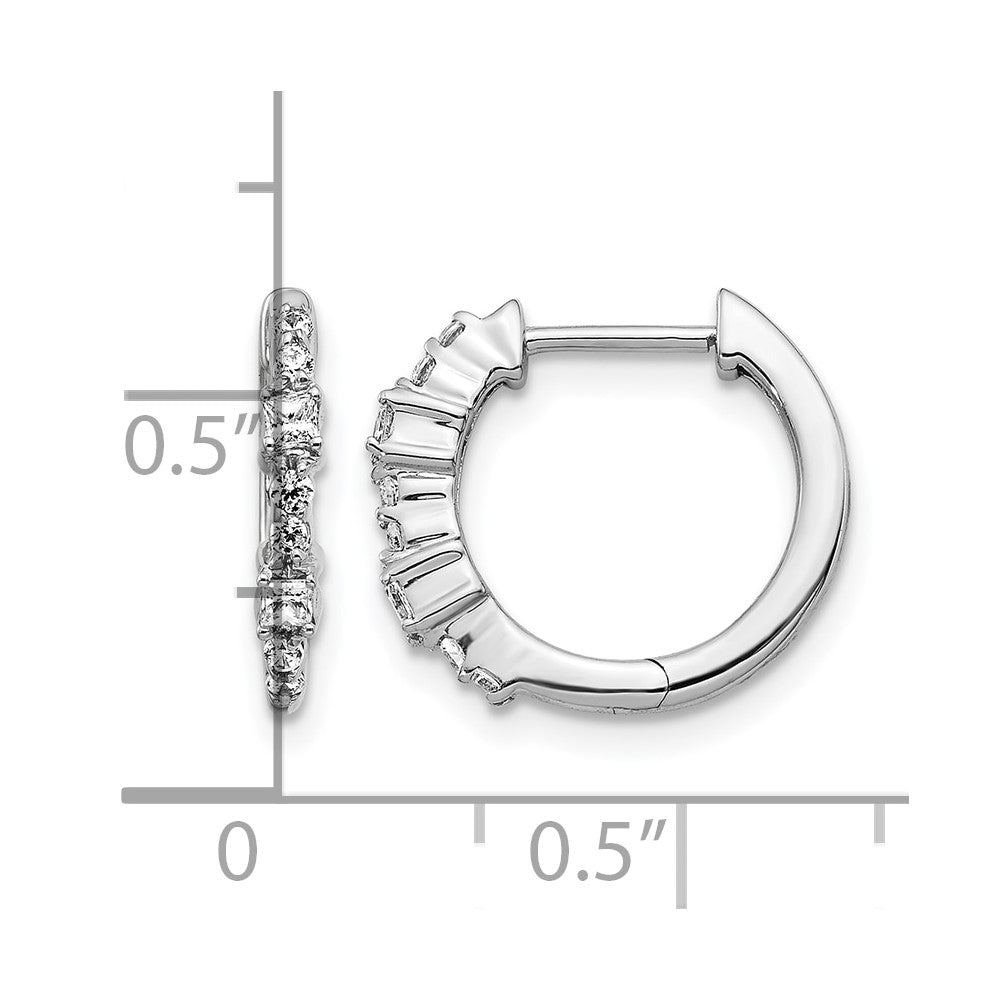 14k White Gold 1/4 carat Diamond Hinged Hoop Earrings