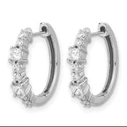 14k White Gold 1/2 carat Round/Princess Diamond Hinged Hoop Earrings