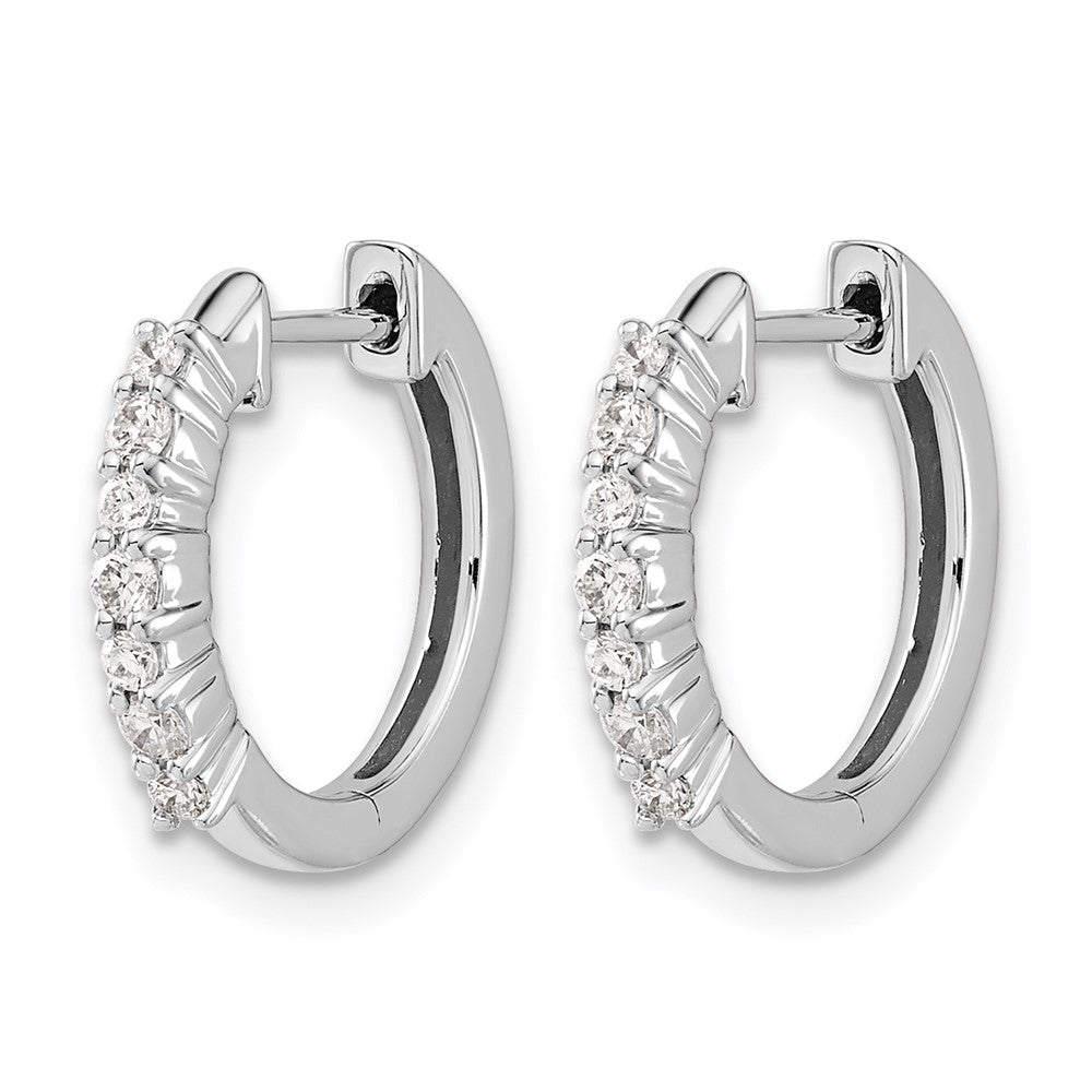 14k White Gold 1/4 carat Diamond Hinged Hoop Earrings