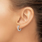 14k White Gold 1/4 carat Diamond Hinged Hoop Earrings