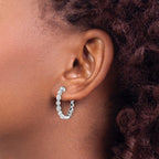 14k White Gold 1/4 carat Diamond Hinged Hoop Earrings