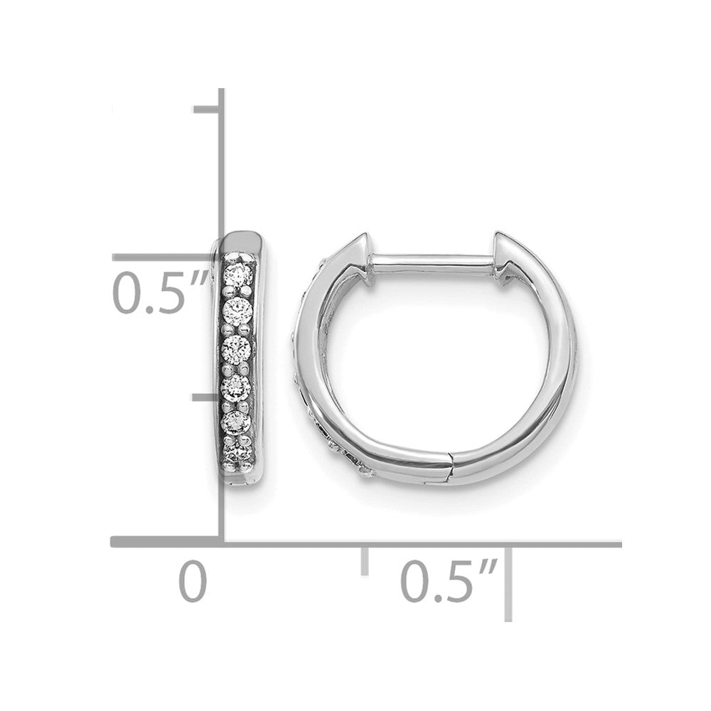 14k White Gold 1/8 carat Diamond Hinged Hoop Earrings