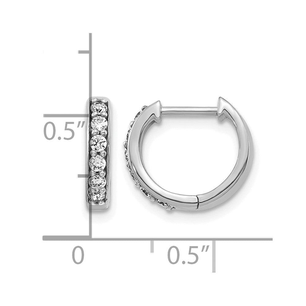 14k White Gold 1/4 carat Diamond Hinged Hoop Earrings