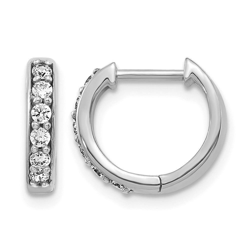 14k White Gold 1/4 carat Lab Grown Diamond VS/SI+ G+ Complete Hinged Hoop Earrings