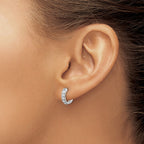14k White Gold 1/3 carat Diamond Hinged Hoop Earrings