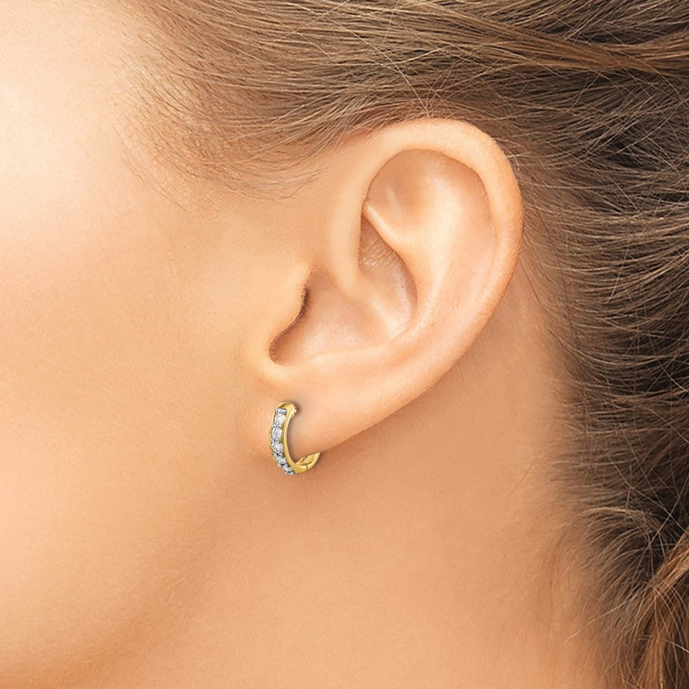 14k 1/3 carat Diamond Hinged Hoop Earrings