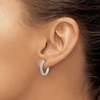 14k White Gold 1/4 carat Diamond Hinged Hoop Earrings