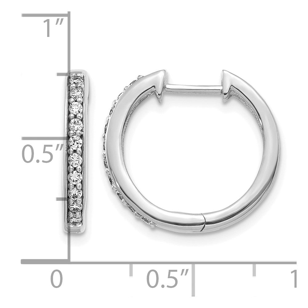 14k White Gold 1/4 carat Diamond Hinged Hoop Earrings