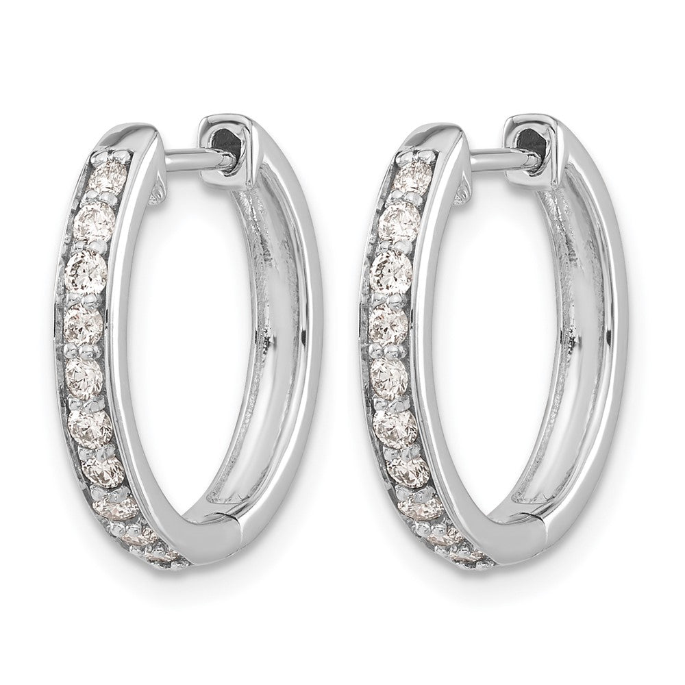 14k White Gold 3/8 carat Diamond Hinged Hoop Earrings
