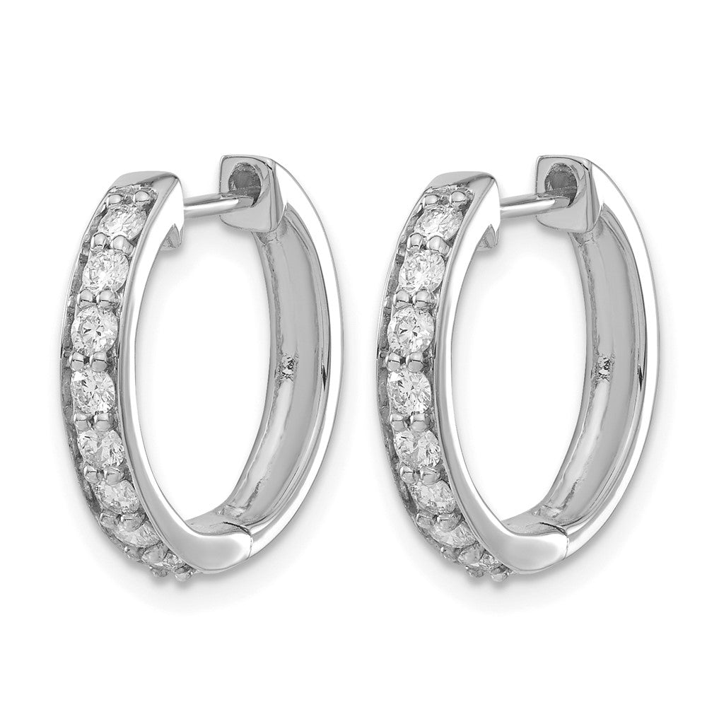14k White Gold 1/2 carat Lab Grown Diamond VS/SI+ G+ Complete Hinged Hoop Earrings
