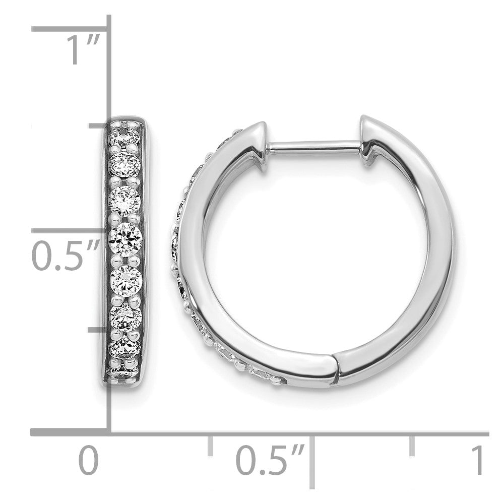 14k White Gold 1/2 carat Lab Grown Diamond VS/SI+ G+ Complete Hinged Hoop Earrings