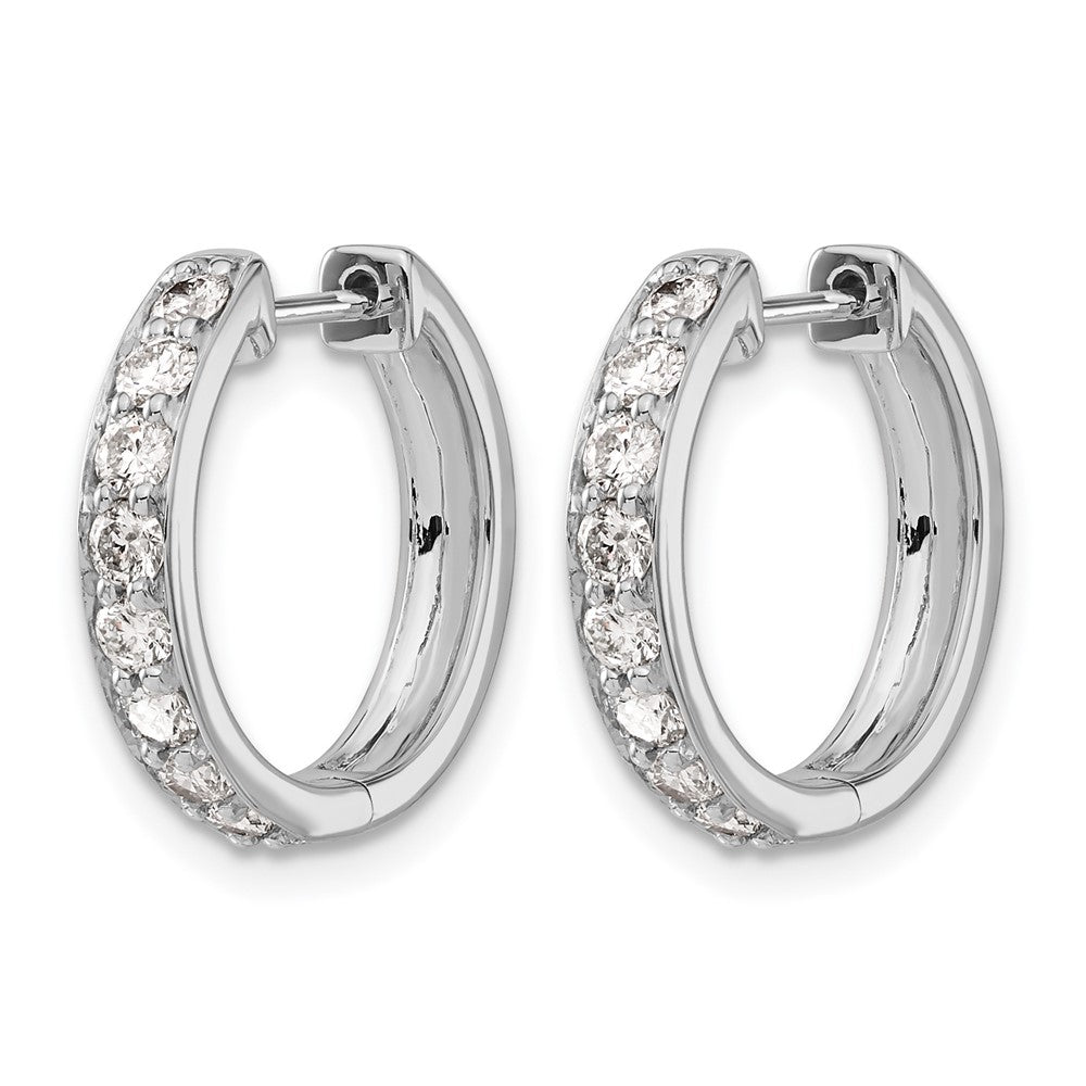 14k White Gold 3/4 carat Diamond Hinged Hoop Earrings