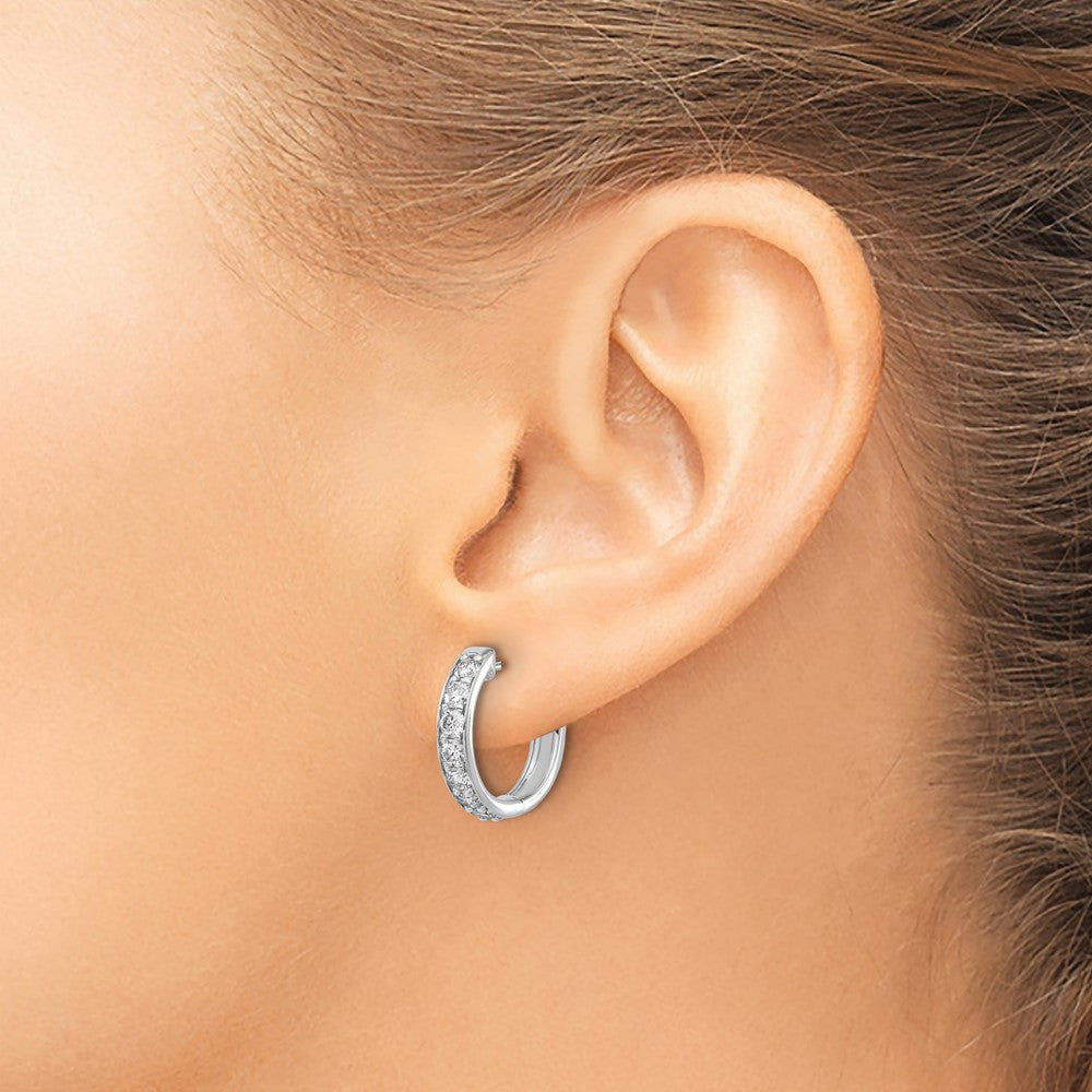 14k White Gold 1 carat Diamond Hinged Hoop Earrings