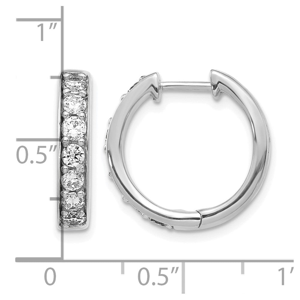 14k White Gold 1 carat Lab Grown Diamond VS/SI+ G+ Complete Hinged Hoop Earrings