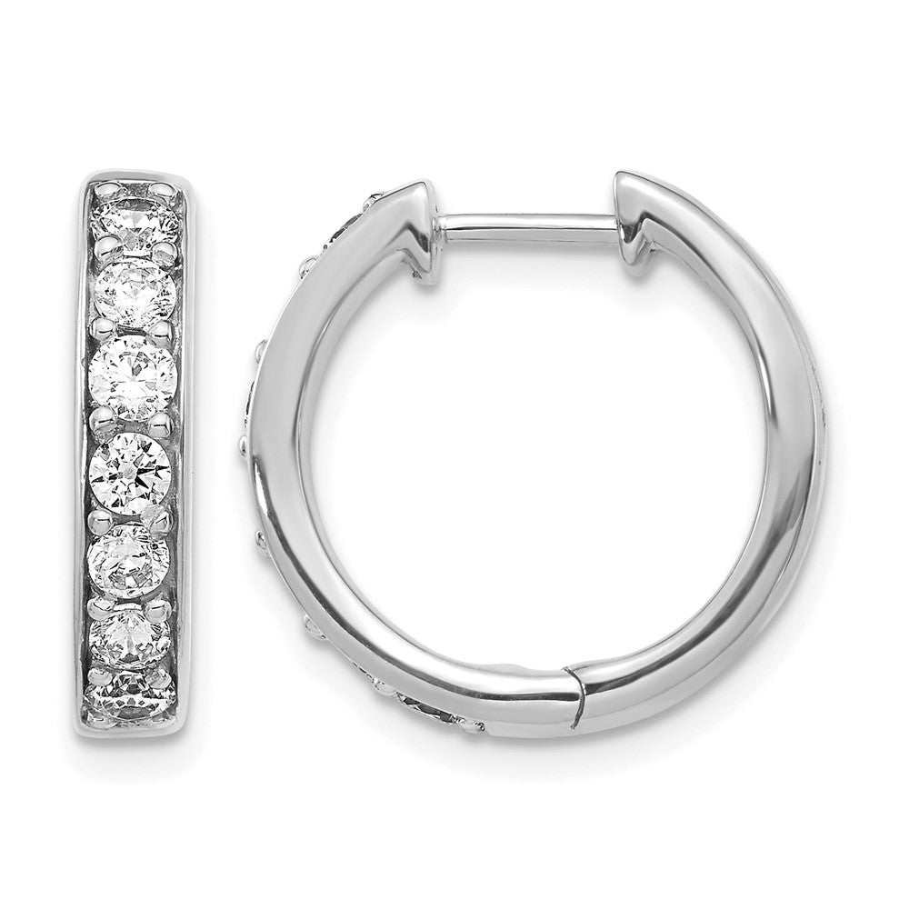 14k White Gold 1 carat Diamond Hinged Hoop Earrings