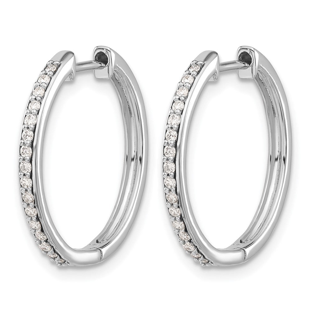 14k White Gold 1/4 carat Diamond Hinged Hoop Earrings