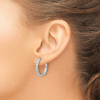 14k White Gold 5/8 carat Diamond Hinged Hoop Earrings