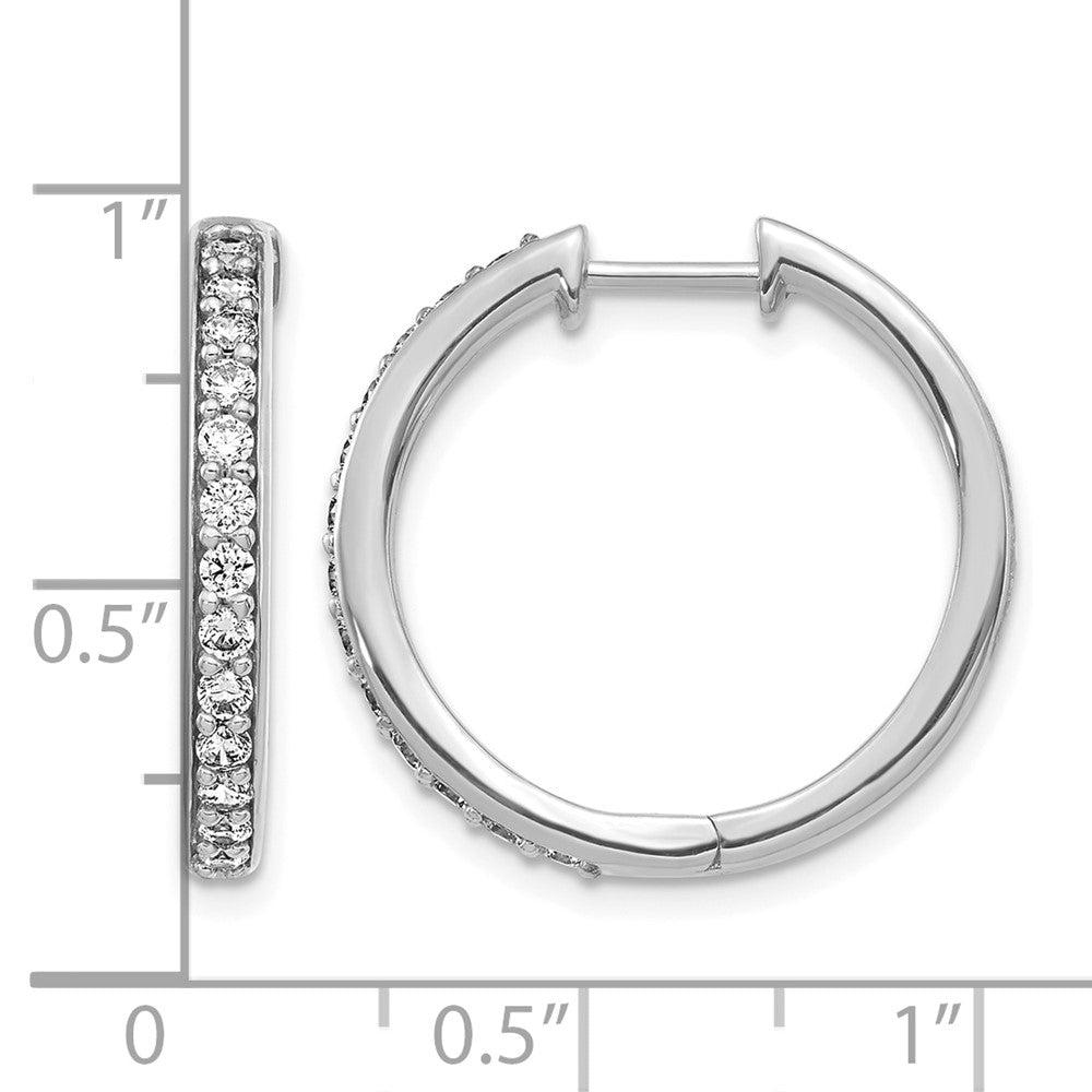 14k White Gold 5/8 carat Diamond Hinged Hoop Earrings