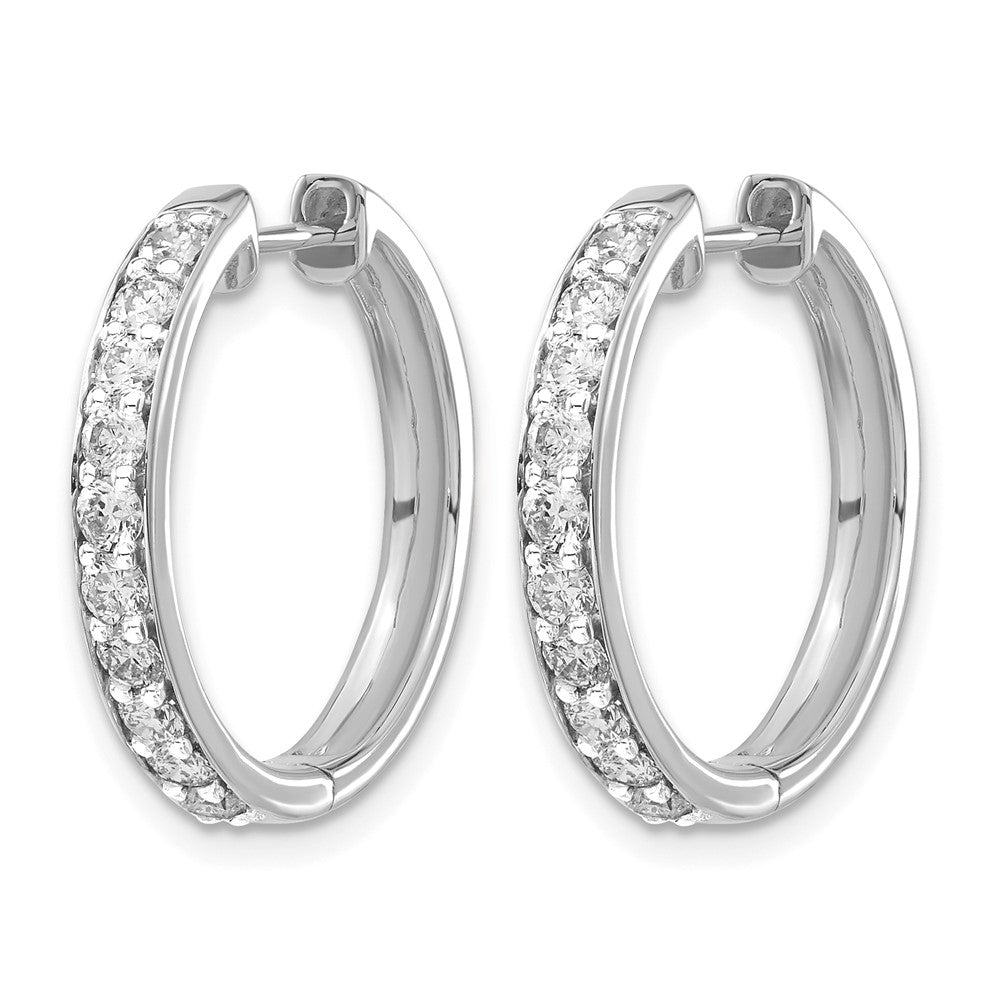 14k White Gold 1 carat Lab Grown Diamond VS/SI+ G+ Complete Hinged Hoop Earrings